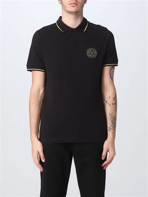 versace jeans couture polo t shirt black|Versace Jeans Couture shirt men.